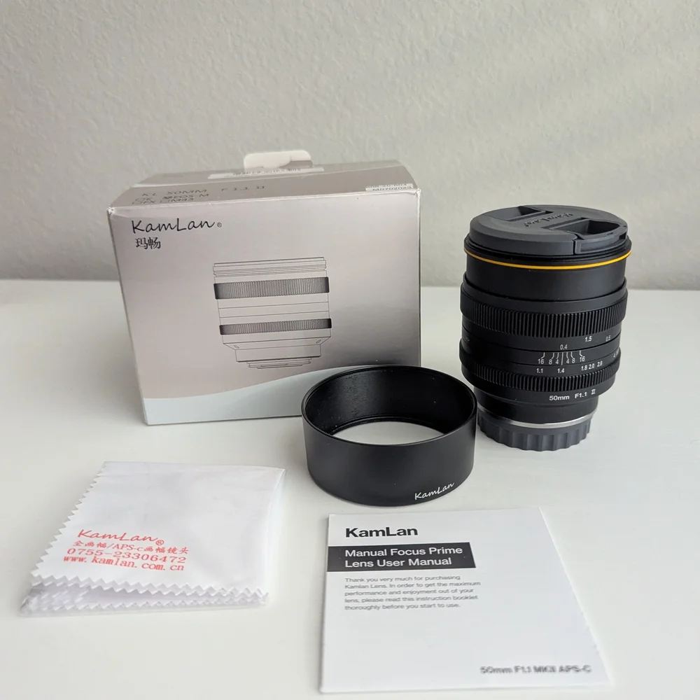 KamLan 50mm F1.1 II Lens w/ Manual Focus - Canon Mirrorless M EF-M